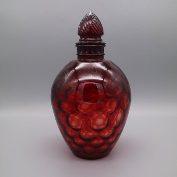 Vintage Wheaton Ruby Glass Reverse Honeycomb Decanter w/ Stopper in Ruby Red - Picture 4 of 6